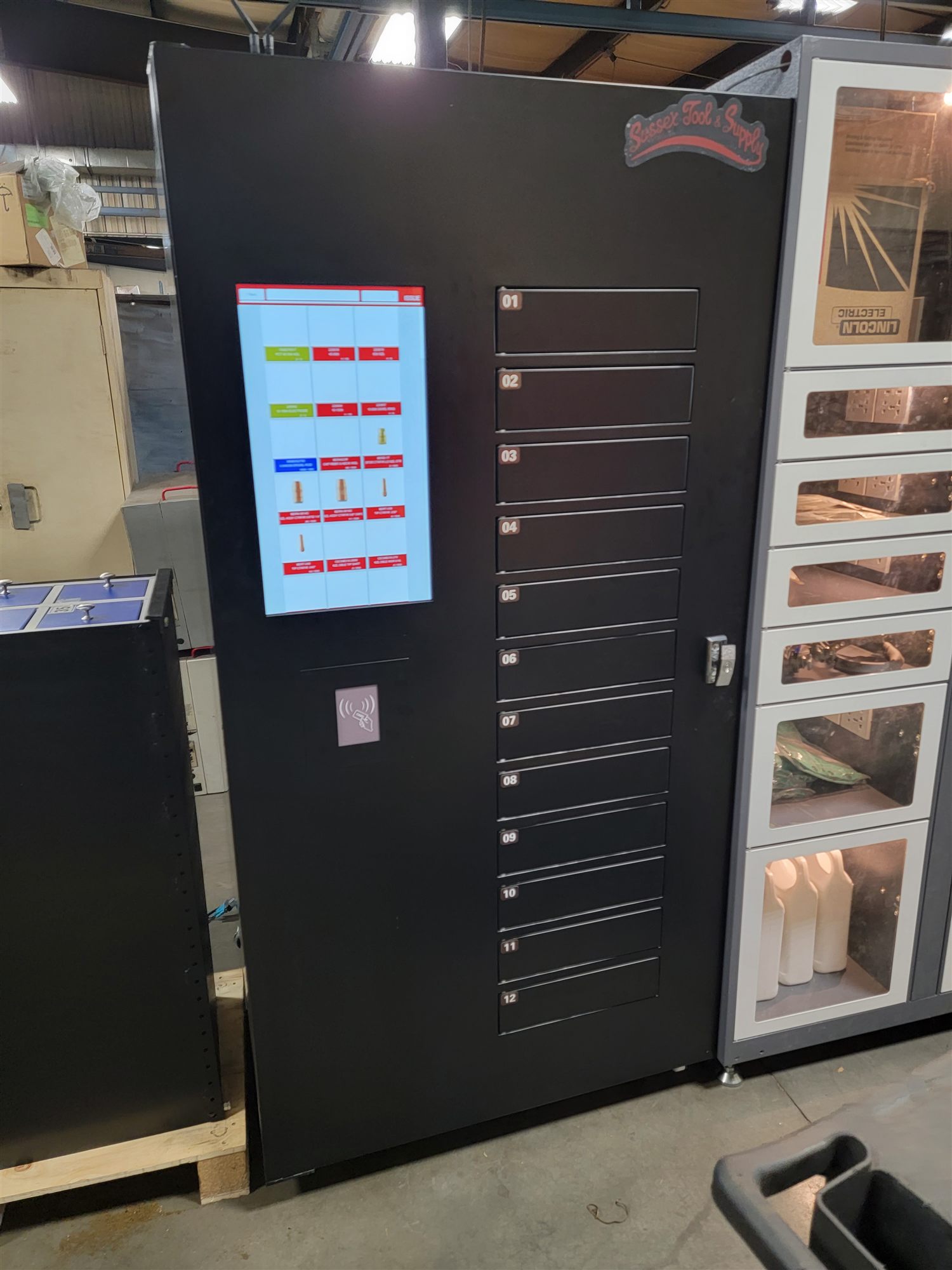 Custom coil cabinet with embedded touchscreen and RFID