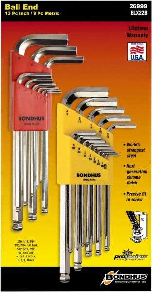 Picture of Bondhus 26999 22Pc L-Key Ball End Hex Key Set
