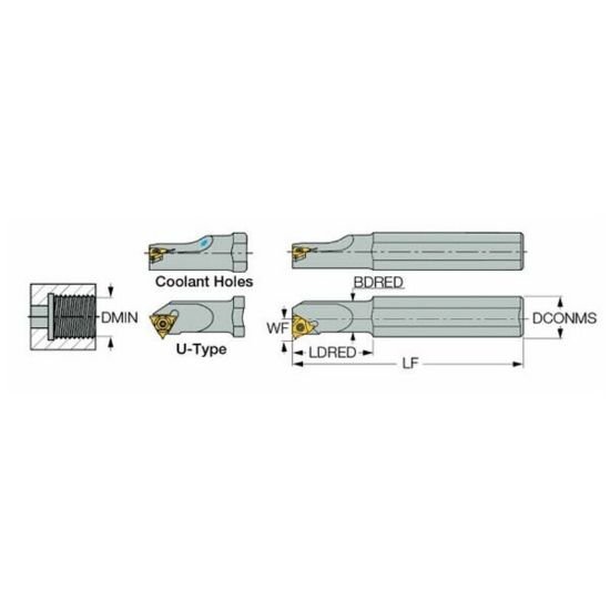 Picture of Carmex SIR 265 K08 Threading Boring Bar Iso Thread 0.62 Shank Right Hand 5.00 OAL
