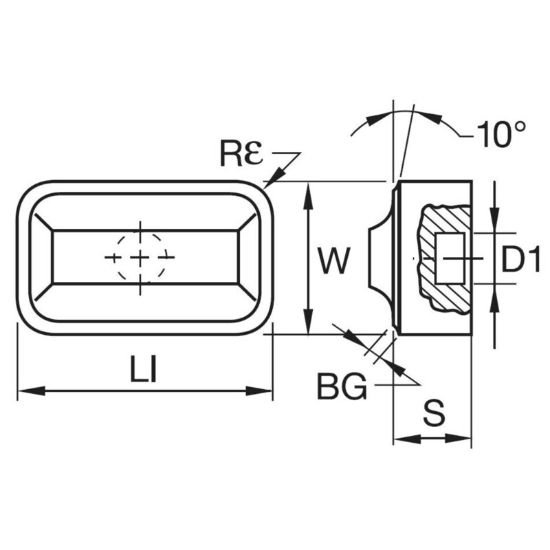 Picture of KRR-6586-80B CTUP1129 Ceratizit KRR-6586-80B CTUP1129 Rectagonal Negative Carbide Roughing, Semi Finishing Railroad