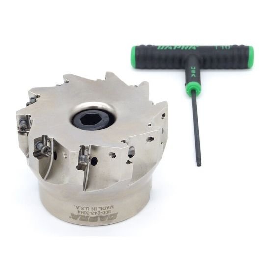 Picture of Dapra SSSM3000-1000-R45-10C 90.0°, Face Mill 3.000 Cutter Diameter Face Mill 1.000 Shank 10 Flute