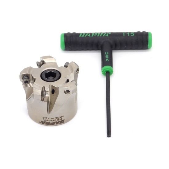 Picture of Dapra TRSM200-075-R4-5C Button Cutter,Face Mill 2.000 Cutter Diameter Face Mill 0.750 Shank 1.500 OAL 5 Flute