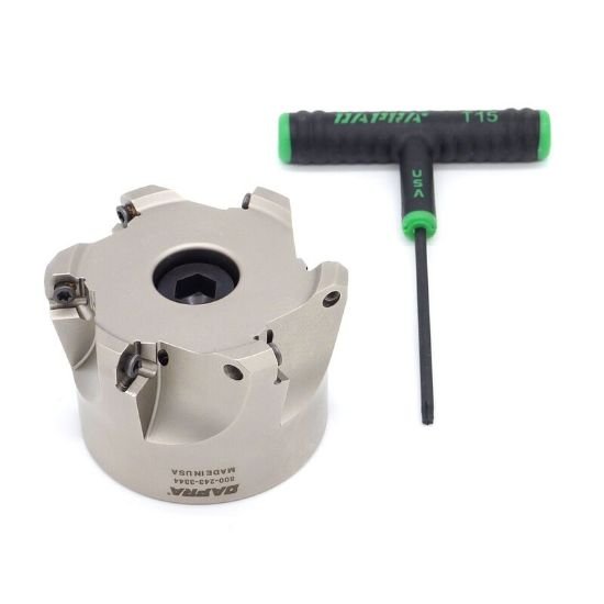 Picture of Dapra TRSM300-100-R4-6C Button Cutter,Face Mill 3.000 Cutter Diameter Face Mill 1.000 Shank 2.000 OAL 6 Flute