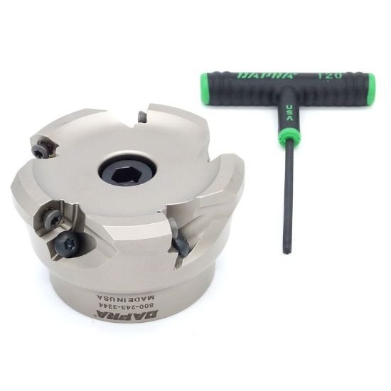 Picture of Dapra TRSM343-100-R5-5 Button Cutter,Face Mill 3.430 Cutter Diameter Face Mill 1.000 Shank 2.000 OAL 5 Flute