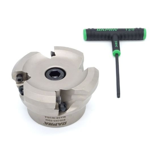 Picture of Dapra TRSM350-100-R6-4 Button Cutter,Face Mill 3.500 Cutter Diameter Face Mill 1.000 Shank 2.000 OAL 4 Flute