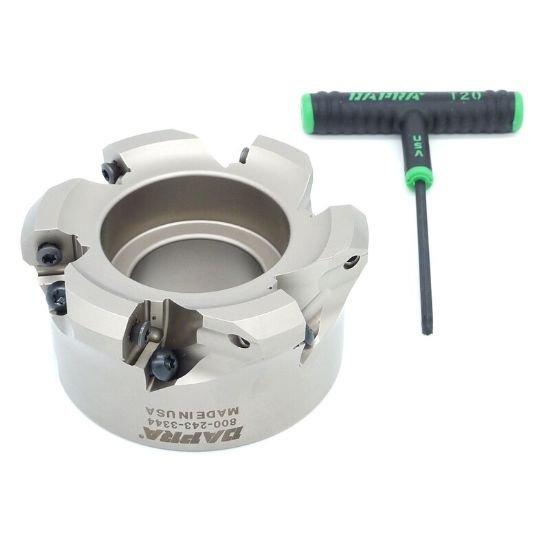 Picture of Dapra TRSM400-150-R6-6 Button Cutter,Face Mill 4.000 Cutter Diameter Face Mill 1.500 Shank 2.000 OAL 6 Flute