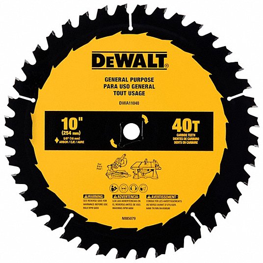 Picture of Dewalt P410T 10In X 5/8 Arbor 40T Hi-Atb Blade