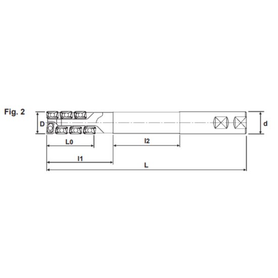 Picture of Dijet SEC-2125-2.0L-S125 Milling Cutter 90.0°, Drill Mill 1.250 Cutter Diameter Weldon 1.250 Shank 10.00 OAL 6 Flute