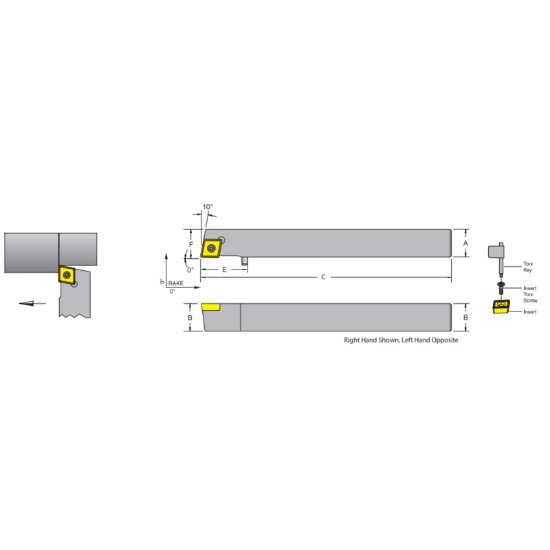 Picture of Dorian SCACR08-3D 80.0° Swiss Square 0.500 Shank 6.000 OAL