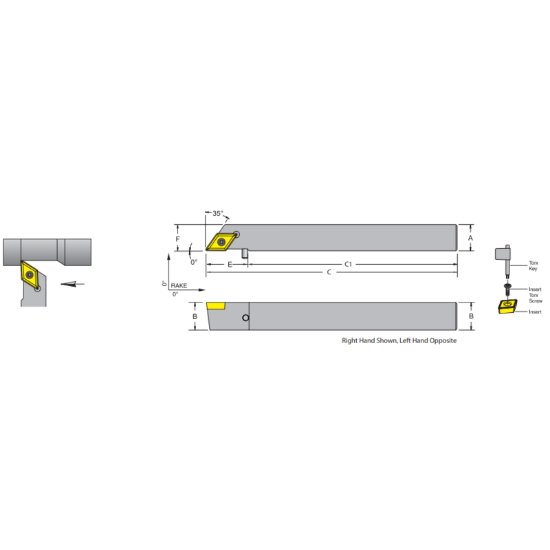 Picture of Dorian SDACL08-2D 55.0° Swiss Square 0.500 Shank 6.000 OAL