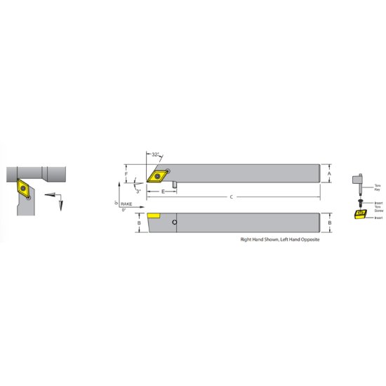 Picture of Dorian SDNCL08-2D 55.0° Swiss Square 0.500 Shank 6.000 OAL