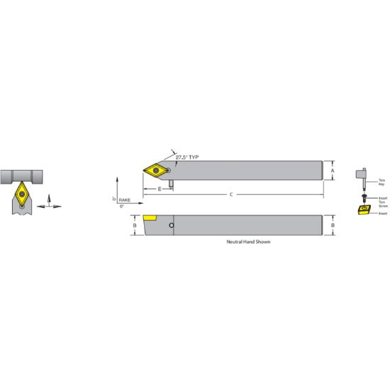 Picture of Dorian SDPCN08-3D 55.0° Swiss Square 0.500 Shank 6.000 OAL