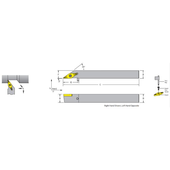 Picture of Dorian SVNBR06-2D 35.0° Swiss Square 0.375 Shank 6.000 OAL