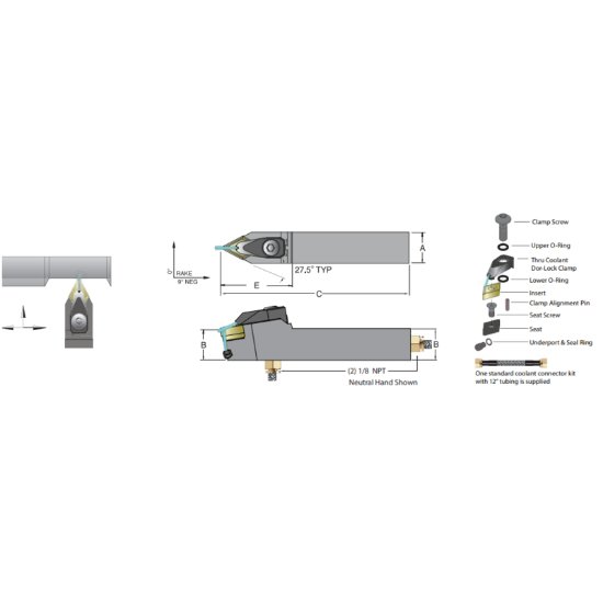 Picture of Dorian ADDPNN-20-4D 55.0° Square 1.250 Shank 6.000 OAL