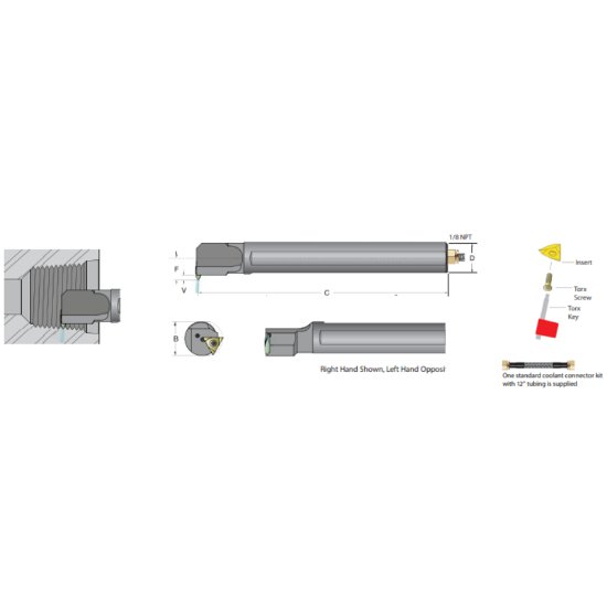 Picture of Dorian AS-32T-ADTHOL-4 On Edge Boring Bar 2.000 Shank 12.00 OAL