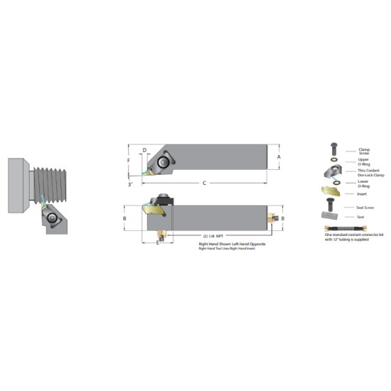 Picture of ADNSR20-3D Dorian 73310153454 Grooving,Threading Stick Tool 1.2500 31.75mm - 1-1/4 Shank
