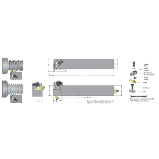 Picture of ADNEL16-3D Dorian 73310153468 Grooving,Threading Stick Tool 1.0000 25.40mm Shank