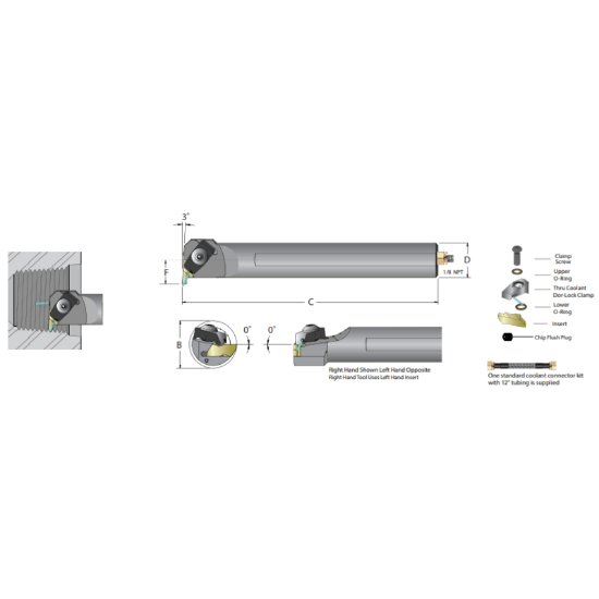 Picture of AS-24S-ADNER-3 Dorian 73310153494 Grooving,Threading Boring Bar 1.5000 38.10mm - 1-1/2 Shank