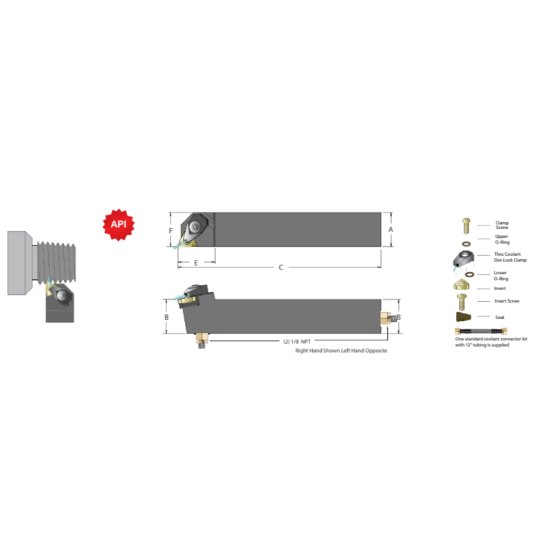 Picture of Dorian ADLEL24-T27API-F Iso Thread Square 1.750 Shank 8.000 OAL