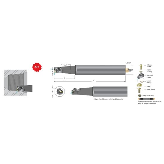 Picture of Dorian AS-32T-ADLNR-22API Iso Thread Boring Bar 2.000 Shank 12.00 OAL