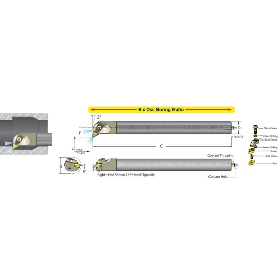 Show details for Dorian E32M-U-ADDUNR-15 Boring Bar 55.0° Carbide Round With One Flat 1.259 Shank 14.50 OAL Picture of Dorian E32M-U-ADDUNR-15 Boring Bar 55.0° Carbide Round With One Flat 1.259 Shank 14.50 OAL