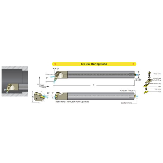 Show details for Dorian E20U-ADVUNR-3 Boring Bar 35.0° Carbide Round With One Flat 1.250 Shank 14.50 OAL Picture of Dorian E20U-ADVUNR-3 Boring Bar 35.0° Carbide Round With One Flat 1.250 Shank 14.50 OAL