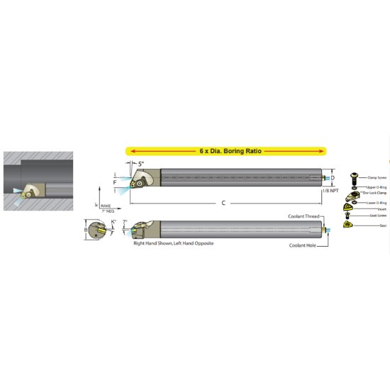 Show details for Dorian E20U-ADWLNR-4 Boring Bar Trigon Carbide Round With One Flat 1.250 Shank 14.50 OAL Picture of Dorian E20U-ADWLNR-4 Boring Bar Trigon Carbide Round With One Flat 1.250 Shank 14.50 OAL