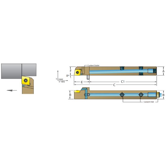 Picture of Dorian ASCACR10-2A 80.0° Swiss Square 0.629 Shank 4.000 OAL