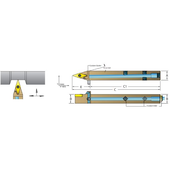 Picture of Dorian ASVVCN08-2A 35.0° Swiss Square 0.500 Shank 4.000 OAL