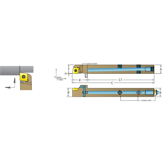 Picture of Dorian ASCNCL1212-H06 80.0° Swiss Square 0.472 Shank 3.940 OAL