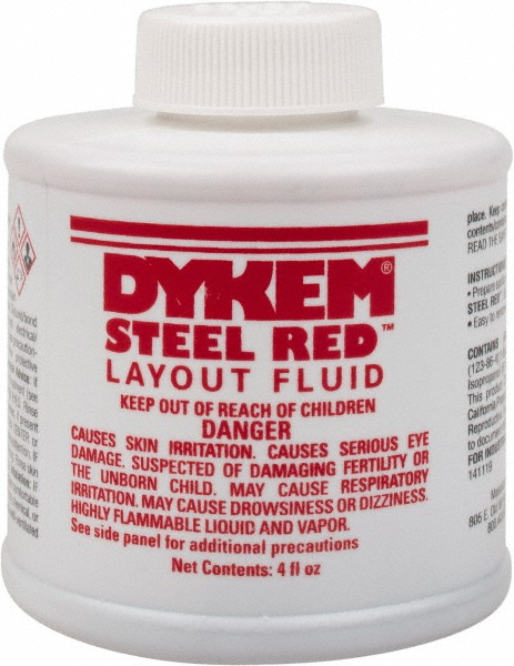 Picture of Dykem 80396 Steel Red Layout Fluid, Brush-In-Cap Bottle, 4Oz