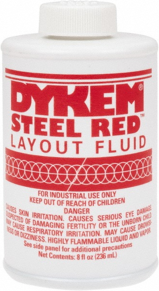 Picture of Dykem® Ll6080496 Layout Fluid, 8 Oz Container, Brush In Cap Bottle Container, Red, Liquid Form