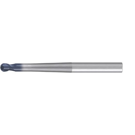 Picture of Emuge 1963A.016 Dia 16mm SH 0.6299 LOC 0.4724 OAL7.8740 End Mill Standard Flute Standard Helix Carbide TiAlN Single End Ball NoseBall Hard-Cut
