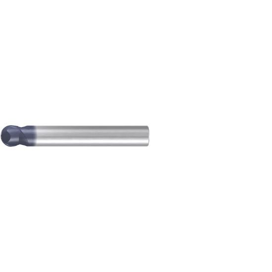 Picture of Emuge 1973A.010 Dia 10mm SH 0.3937 LOC 0.2165 OAL2.8346 End Mill Standard Flute Standard Helix Carbide TiAlN Single End Ball NoseBall Hard-Cut