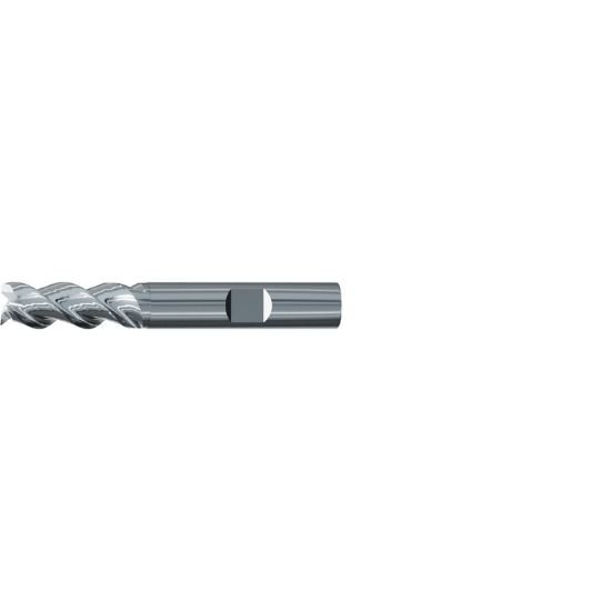 Picture of Emuge 2545.004 Dia 4mm SH 0.2362 LOC 2.2441 OAL0.3150 End Mill Standard Flute Variable Helix Carbide Uncoated Single End 45.0° Chamfer Alu-Cut