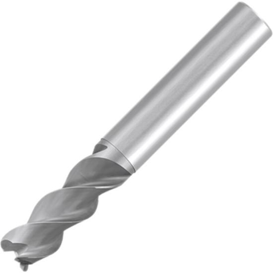 Picture of Emuge 2546.01001 Dia 10mm SH 0.3937 LOC 0.8661 OAL2.8346 End Mill Standard Flute Variable Helix Carbide Uncoated Single End Corner Radius0.0394 1.00mm Alu-Cut