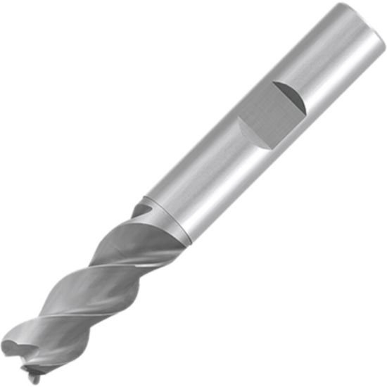 Picture of Emuge 2547.00601 Dia 6mm SH 0.2362 LOC 0.5118 OAL2.2441 End Mill Standard Flute Variable Helix Carbide Uncoated Single End Corner Radius0.0394 1.00mm Alu-Cut