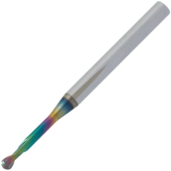 Picture of Emuge 2608R.100310 Dia 1mm SH 0.1181 LOC 0.3937 OAL1.4961 End Mill Ball Nose Carbide CrN Single End Ball NoseBall Dental Mills