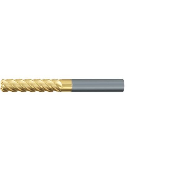 Picture of Emuge 2655T.020030 Dia 20mm SH 0.7874 LOC 3.1496 OAL5.9055 End Mill Standard Flute Variable Helix Carbide TiN + TiAIn Single End Corner Radius0.1181 3.00mm TiNox-Cut