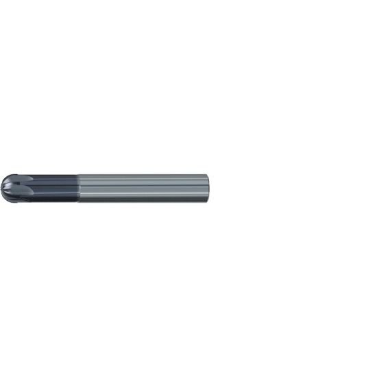 Picture of Emuge 2836A.010 Dia 10mm SH 0.3937 LOC 0.2362 OAL2.8346 End Mill Standard Flute Standard Helix Carbide TiAlN Single End Ball NoseBall Hard-Cut