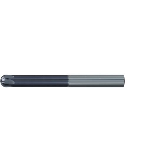 Picture of Emuge 2837A.010 Dia 10mm SH 0.3937 LOC 0.2362 OAL3.9370 End Mill Standard Flute Standard Helix Carbide TiAlN Single End Ball NoseBall Hard-Cut