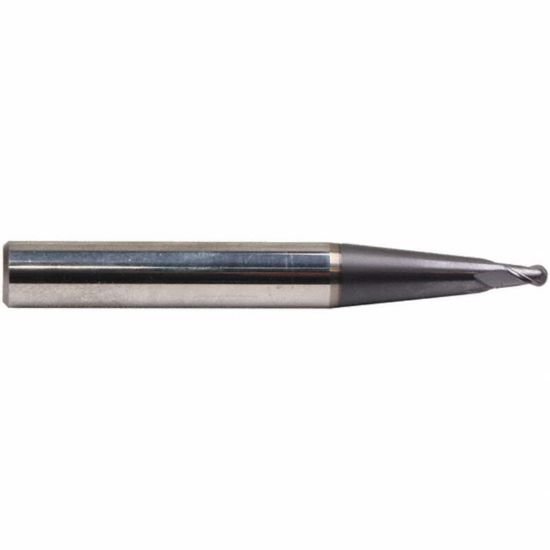 Picture of Emuge 3442A.04030A Dia 3mm SH 0.3937 LOC 0.2756 OAL3.1496 End Mill Taper Flute Carbide TiAlN Single End Ball NoseBall Turbine Program