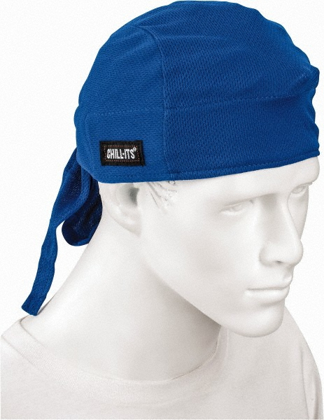 Picture of Ergodyne DEW12481 Tie Hat: Size Universal, Blue, Elastic Band, Low-Profile, Machine Washable, Moisture Wicking & Terry Cloth Sweatband. Solid, Terry Cloth