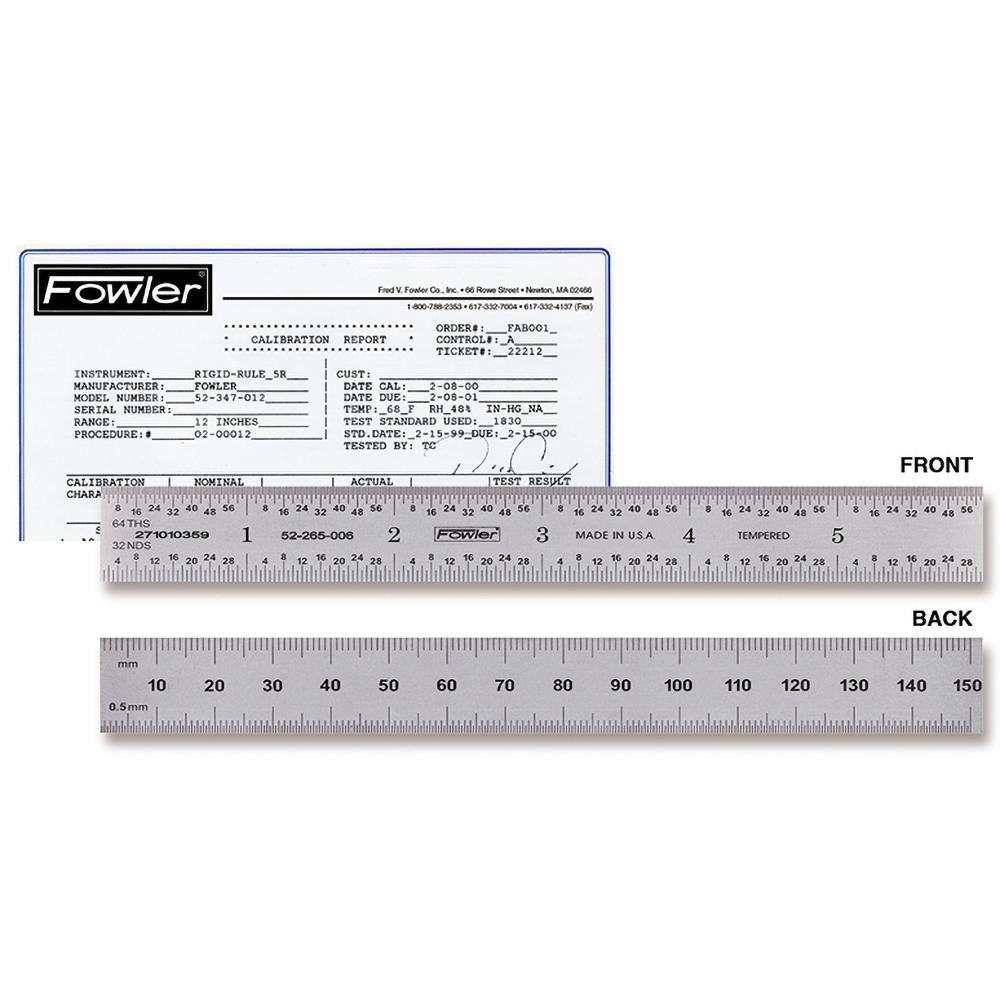 Picture of Fowler 6"/150mm Rigid Certified Rule 52-265-006 522650060