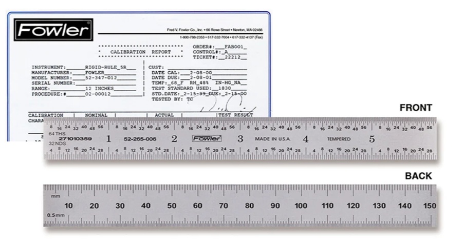 Picture of Fowler 12"/300mm Rigid Certified Rule 52-265-012 522650120