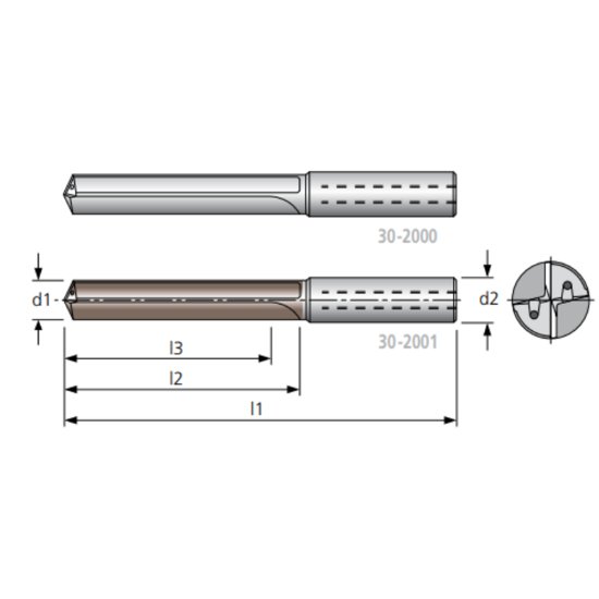 Picture of HAM TFR298-1100 11.00mm 5XD Solid Carbide Multi Drill, 2 Straight Flutes, Uncoated, Coolant Thru