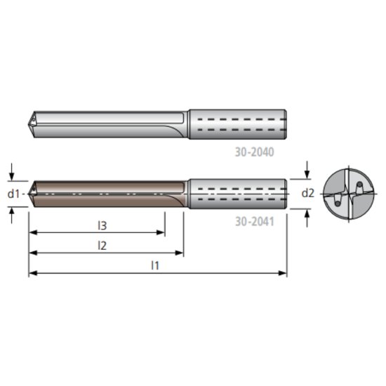 Picture of HAM TFR299-0680 6.80mm 7XD Solid Carbide Multi Drill, 2 Straight Flutes, Uncoated, Coolant Thru