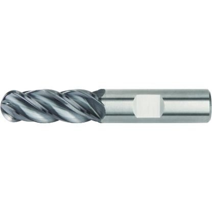 Picture of Hanita/Widia 4V0016006XW Dia 5/8 SH 0.6250 LOC 1.2500 OAL3.50 End Mill Standard Flute High Helix Carbide AlTiN Single End Ball NoseBall VariMill I