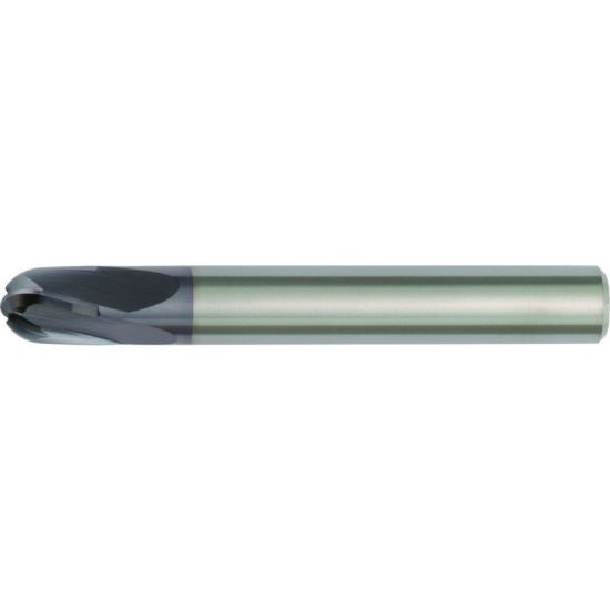 Picture of Hanita/Widia 715004001RT Dia 4mm SH 0.1575 LOC 0.1575 OAL1.9685 End Mill Standard Flute High Helix Carbide TiCN Single End Ball NoseBall Vision Plus