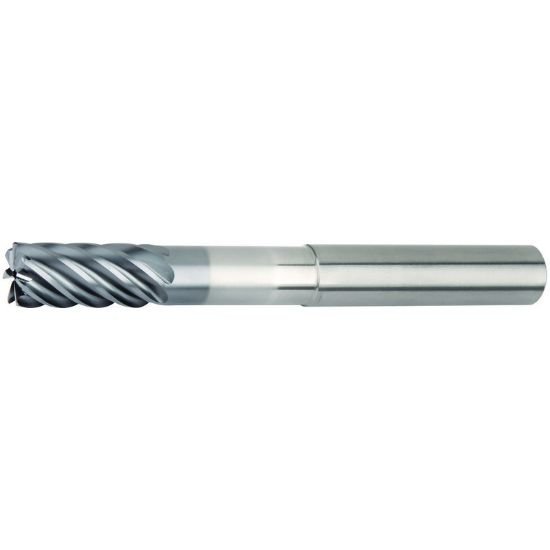 Picture of Hanita/Widia 7VNX25008CV Dia 1 SH 1.00 LOC 2.00 OAL6.00 End Mill Standard Flute Variable Helix Carbide AlTiN Single End Corner Radius0.0600 1.52mm VariMill III
